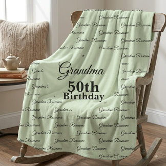 Couverture Sherpa Grand-mère personnalisée 50e anniversaire nom pers
