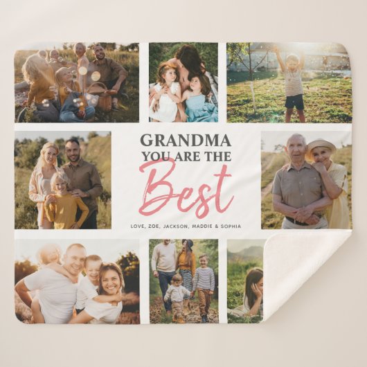 Couverture Sherpa Grand-mère Vous êtes le meilleur collage photo mod (Devant (Horizontal))