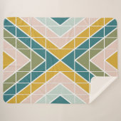 Couverture Sherpa Grand Motif géométrique dans les tons pastel Earth (Devant (Horizontal))