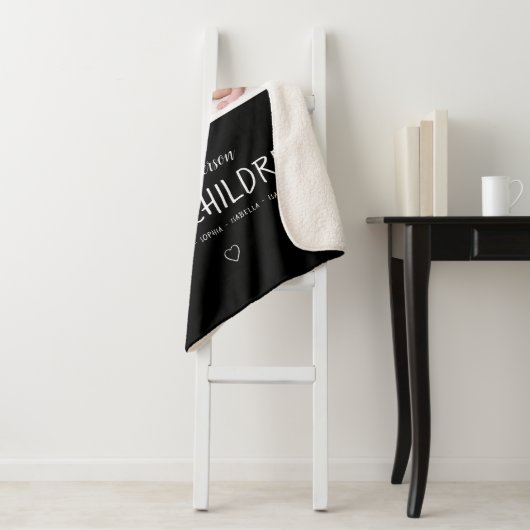 Couverture Sherpa Grand-parents 6 Collage photo en noir personnalisé (En situation)