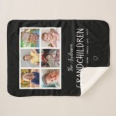Couverture Sherpa Grand-parents 6 Collage photo en noir personnalisé (Devant (Horizontal))