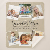Couverture Sherpa Grand-parents 6 Photo Collage Beige (Devant)