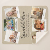 Couverture Sherpa Grand-parents 6 Photo Collage Beige (Devant (Horizontal))