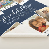 Couverture Sherpa Grand-parents Verse 6 Photo Collage Navy Blue (3/4)