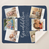 Couverture Sherpa Grand-parents Verse 6 Photo Collage Navy Blue (Devant (Horizontal))