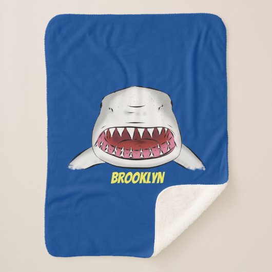 Couverture Sherpa Grand requin blanc moyen dessin animé (Devant)