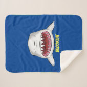 Couverture Sherpa Grand requin blanc moyen dessin animé (Devant (Horizontal))