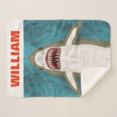 Couverture Sherpa Grande Attaque de requin blanc Personnalisé Océan  (Devant (Horizontal))