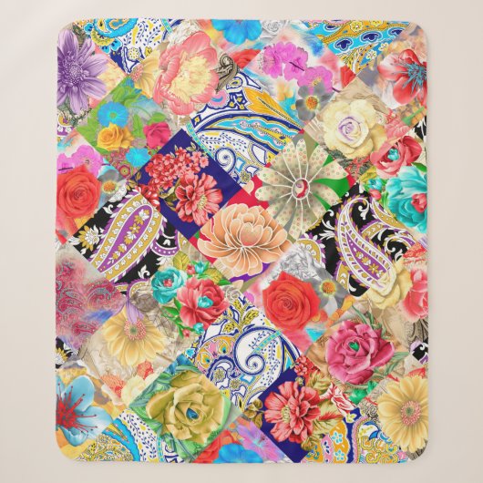 Couverture Sherpa grande collection de fleurs (Devant)
