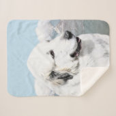 Couverture Sherpa Grande peinture pyrénéenne - Art original du chien (Devant (Horizontal))