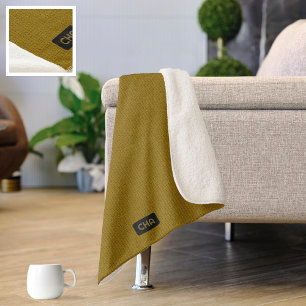 Couverture Sherpa Grandes pointes de Tricot - Couleur d'olive clair
