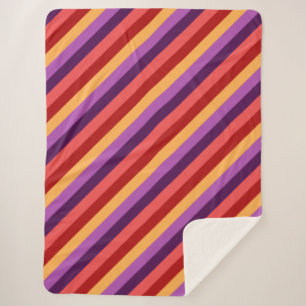 Couverture Sherpa Grandes rayures de violet rouge cerise Grosse couv