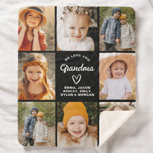 Couverture Sherpa Grandma 8-Photo Collage de texte cadeau personnali