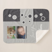 Couverture Sherpa Grandma cadeau photos de petits-enfants gris et bl (Devant (Horizontal))