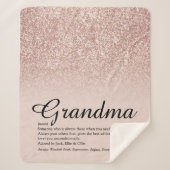 Couverture Sherpa Grandma Définition Script Rose Parties scintillant (Devant)