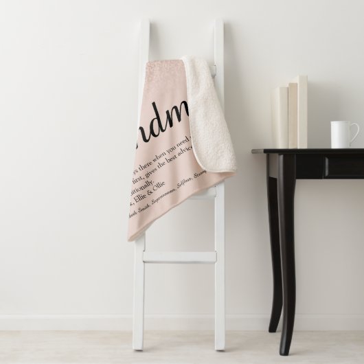 Couverture Sherpa Grandma Définition Script Rose Parties scintillant (En situation)