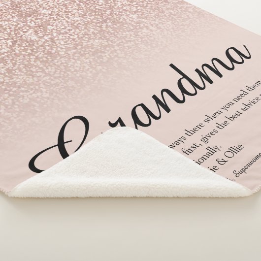 Couverture Sherpa Grandma Définition Script Rose Parties scintillant (3/4)