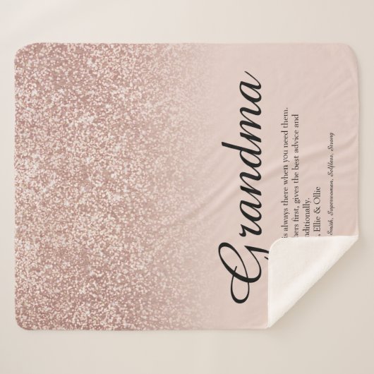 Couverture Sherpa Grandma Définition Script Rose Parties scintillant (Devant (Horizontal))