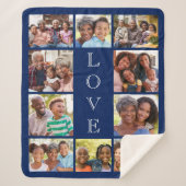Couverture Sherpa Grandma Love 10 Photo Collage Bleu (Devant)