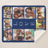 Couverture Sherpa Grandma Love 10 Photo Collage Bleu (Devant (Horizontal))