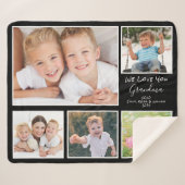 Couverture Sherpa Grandma Photo Collage noir (Devant (Horizontal))