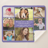 Couverture Sherpa Grandma Photo Collage Purple (Devant (Horizontal))