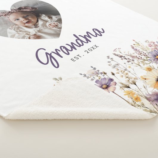 Couverture Sherpa Grandma Purple Aquarelle Fleurs sauvages et cadeau (3/4)