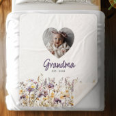 Couverture Sherpa Grandma Purple Aquarelle Fleurs sauvages et cadeau