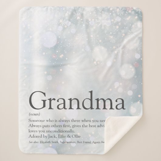 Couverture Sherpa Grandma Winter Holiday Snowflics Définition (Devant)