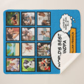 Couverture Sherpa Grandpa Grandad Cool photo Collage bleu (Devant (Horizontal))
