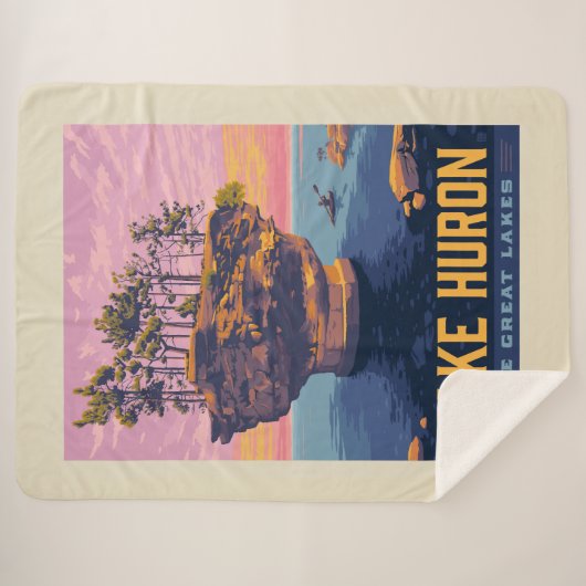 Couverture Sherpa Grands Lacs | Lac Huron (Devant (Horizontal))