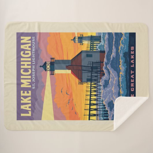 Couverture Sherpa Grands Lacs | Lac Michigan (Devant (Horizontal))