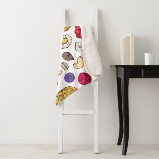 Couverture Sherpa Granola,  muesli seamless pattern. Oat flakes hand (En situation)