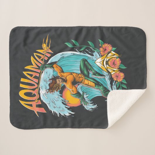 Couverture Sherpa Graphique du Surf de levage Aquaman et Trident (Devant (Horizontal))