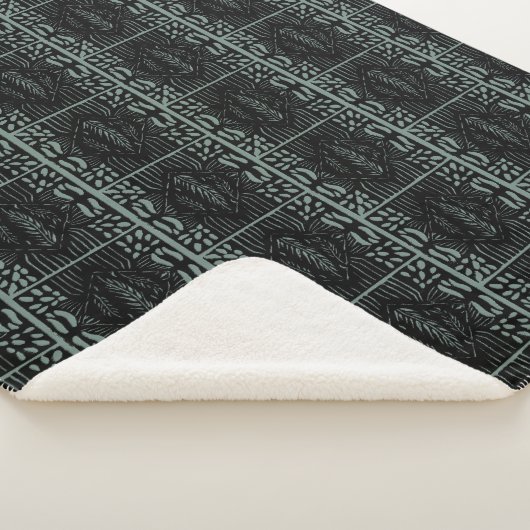 Couverture Sherpa Graphique Lignes Feuilles Primitives Carrelage Ver (3/4)