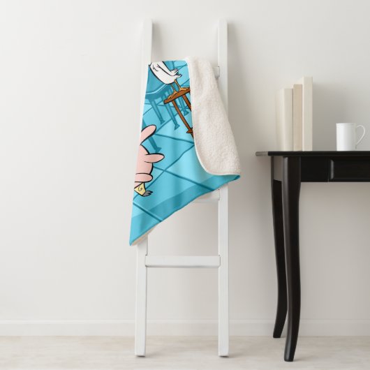 Couverture Sherpa Graphique souriant de vache et de poulet (En situation)