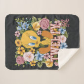 Couverture Sherpa Graphisme de broderie florale TWEETY™ (Devant (Horizontal))