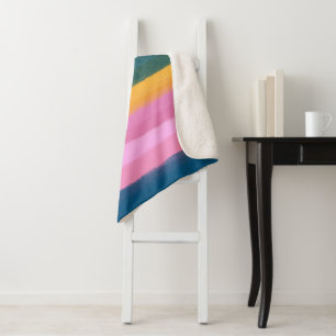 Couverture Sherpa Gras Bright Watercolor Stripes Coloré Élégant