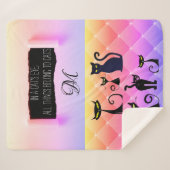 Couverture Sherpa Gras Multicolore Moderne Amoureux des chats rétro (Devant (Horizontal))