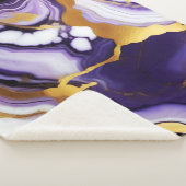 Couverture Sherpa Gras Trendy violet jaune or faux marbre (3/4)