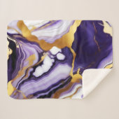 Couverture Sherpa Gras Trendy violet jaune or faux marbre (Devant (Horizontal))