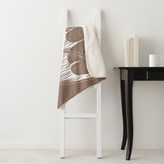 Couverture Sherpa Gravure de nénuphars (En situation)