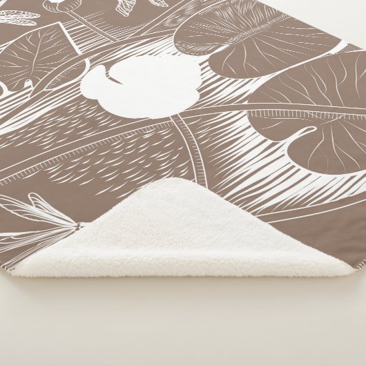 Couverture Sherpa Gravure de nénuphars (3/4)