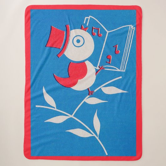 Couverture Sherpa gravure oiseau chanteur (Devant)