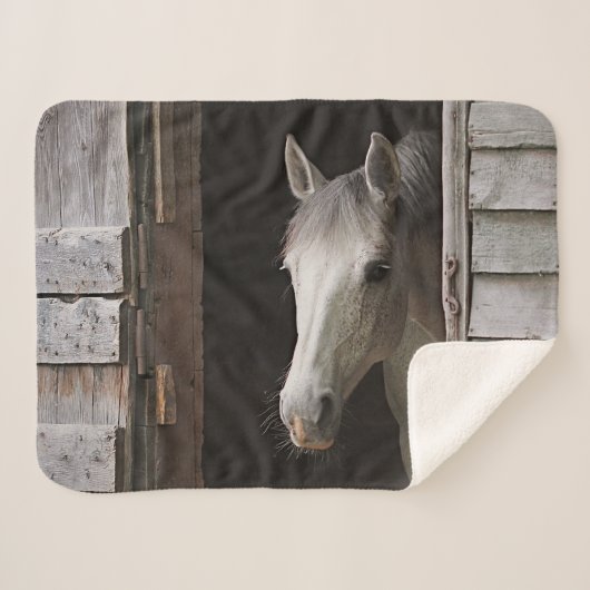 Couverture Sherpa Gray Mare Horse Animaux Sherpa Fleece Blanket (Devant (Horizontal))
