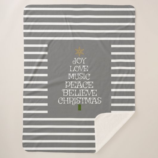 Couverture Sherpa Gray mignon/blanc esprit de Noël (Devant)