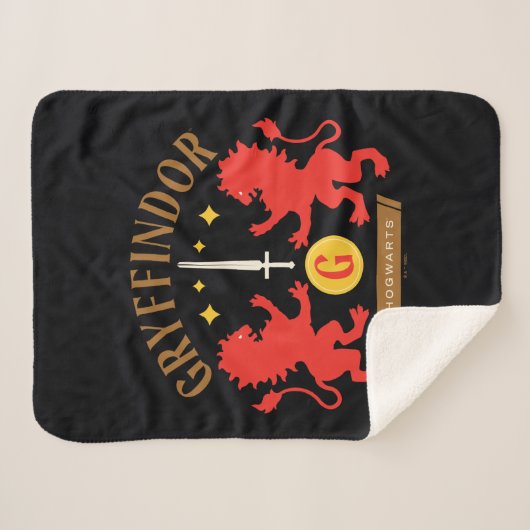 Couverture Sherpa GRAYFFINDOR™ Maison double Lion épée graphique (Devant (Horizontal))