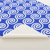 Couverture Sherpa Grec Meander Key Waves Motif Bleu (3/4)