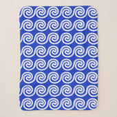 Couverture Sherpa Grec Meander Key Waves Motif Bleu (Devant)