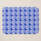 Couverture Sherpa Grec Meander Key Waves Motif Bleu (Devant (Horizontal))